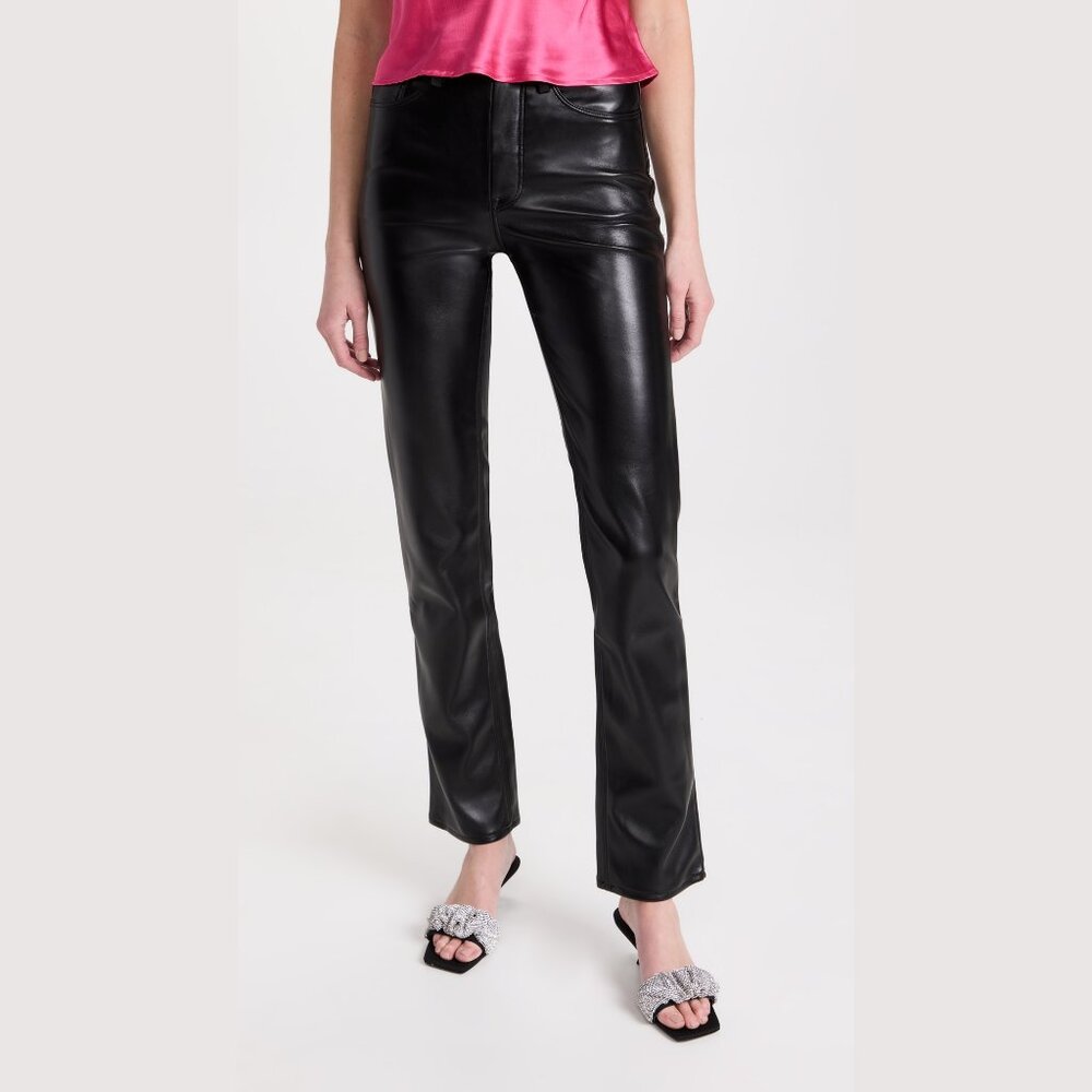 Good American Faux Leather Good Icon Jeans Black
